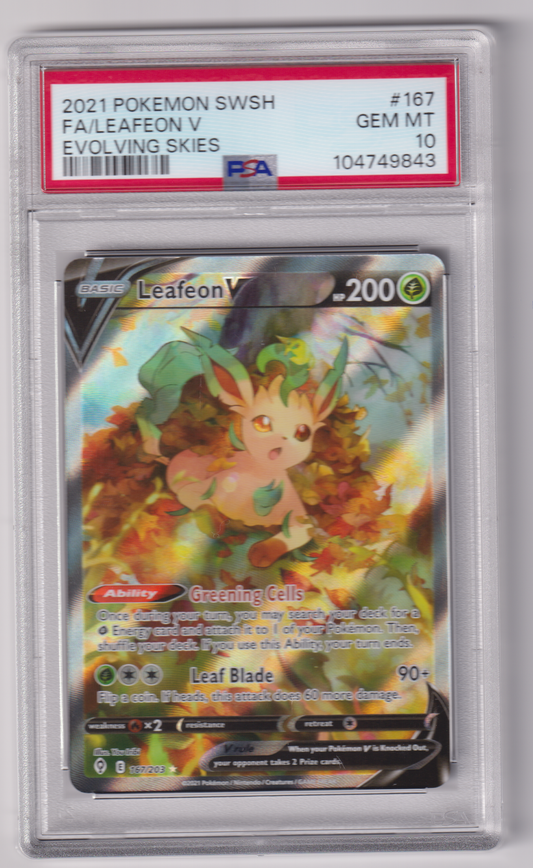 PSA 10 Leafeon V - 167/203 - Art Rare - Evolving Skies