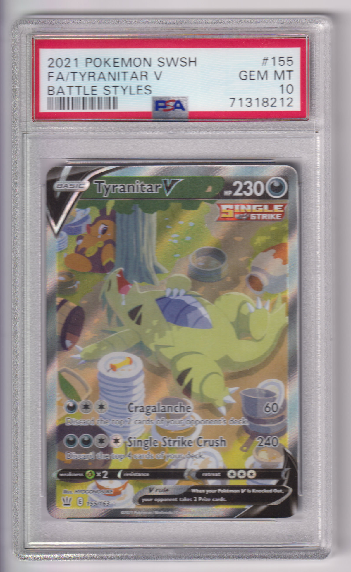 PSA 10 Tyranitar V - 155/163 - Art Rare - Battle Styles